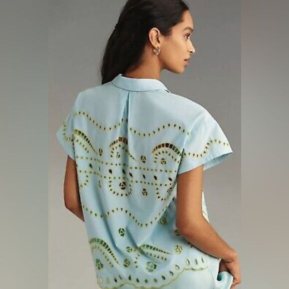 Anthropologie Maeve Boxy Eyelet Blouse NWT - Picture 3 of 9